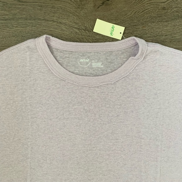 Aerie ‘Shore Thing’ Linen Blend Lightweight T-shirt - Size XS - Lavender - NWT - Picture 6 of 8